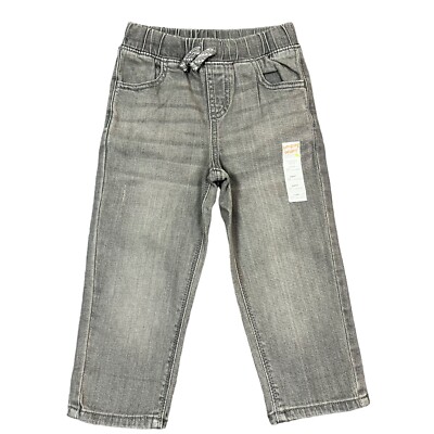 Jumping Beans Toddler Boys Denim Pants Size 2T-3T Gray Pull-On Straight Fit