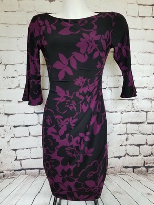 purple ruffle sleeve dress