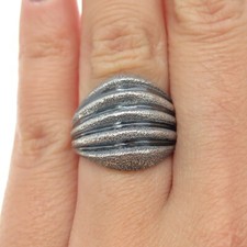 925 Sterling Silver Vintage Textured Ribbed Ring Size 6