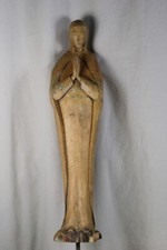 D10/ Large Carved Figure With Threaded Rod - Praying Woman - 70 Cm - 11 Lbs /H