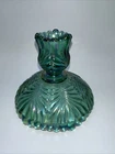 1 FENTON BLUE/GREEN IRIDESCENT CARNIVAL GLASS CANDLESTICK EUC!