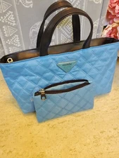 Modella 2 Pc Cosmetic Tote Carry-All Toiletry Quilted Make-up Bag