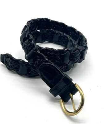 Womens Black Woven Leather 1 1/4 display picture 1