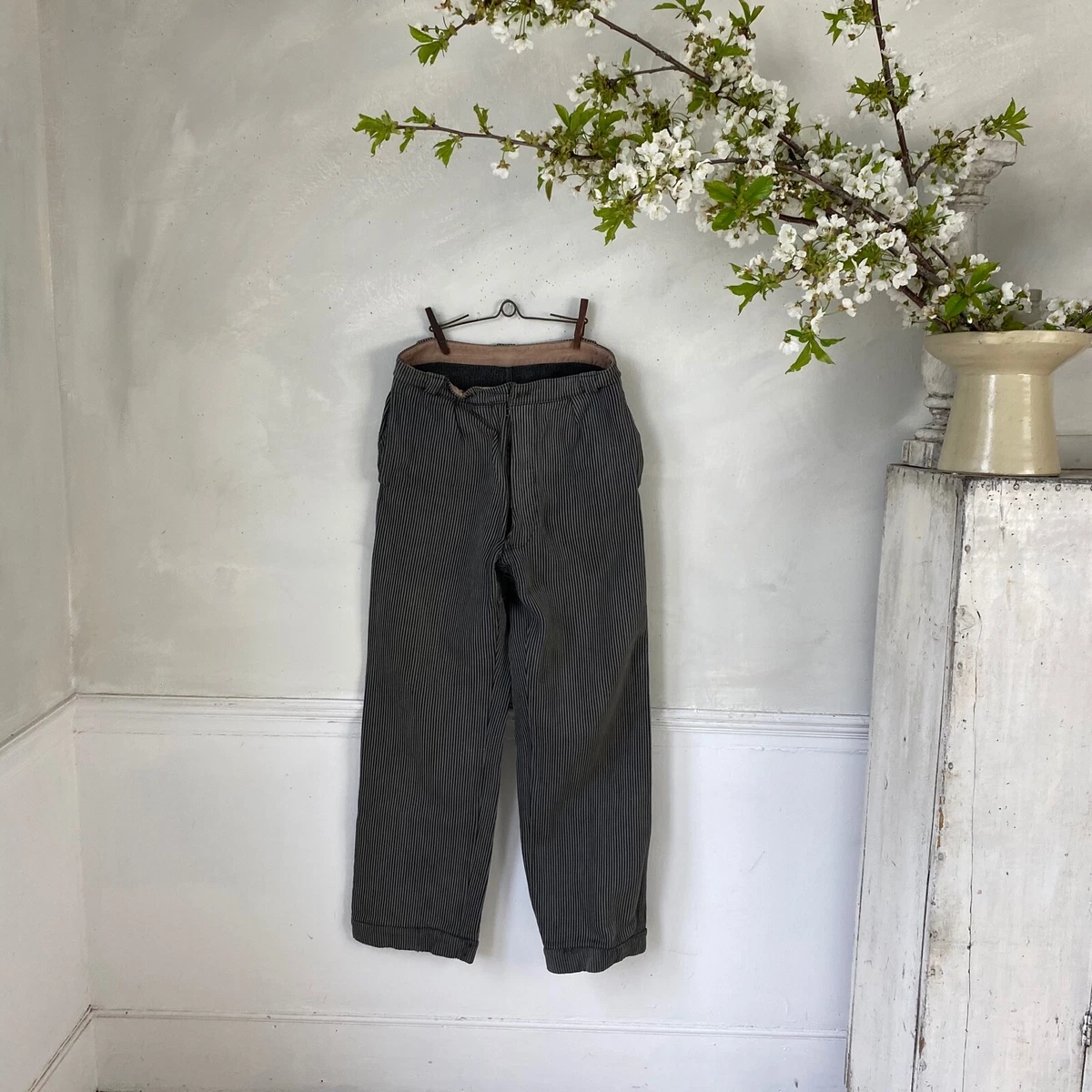 Grey Work Pants 1940s Pants Striped French Workwear Work Wear Timeworn Pants