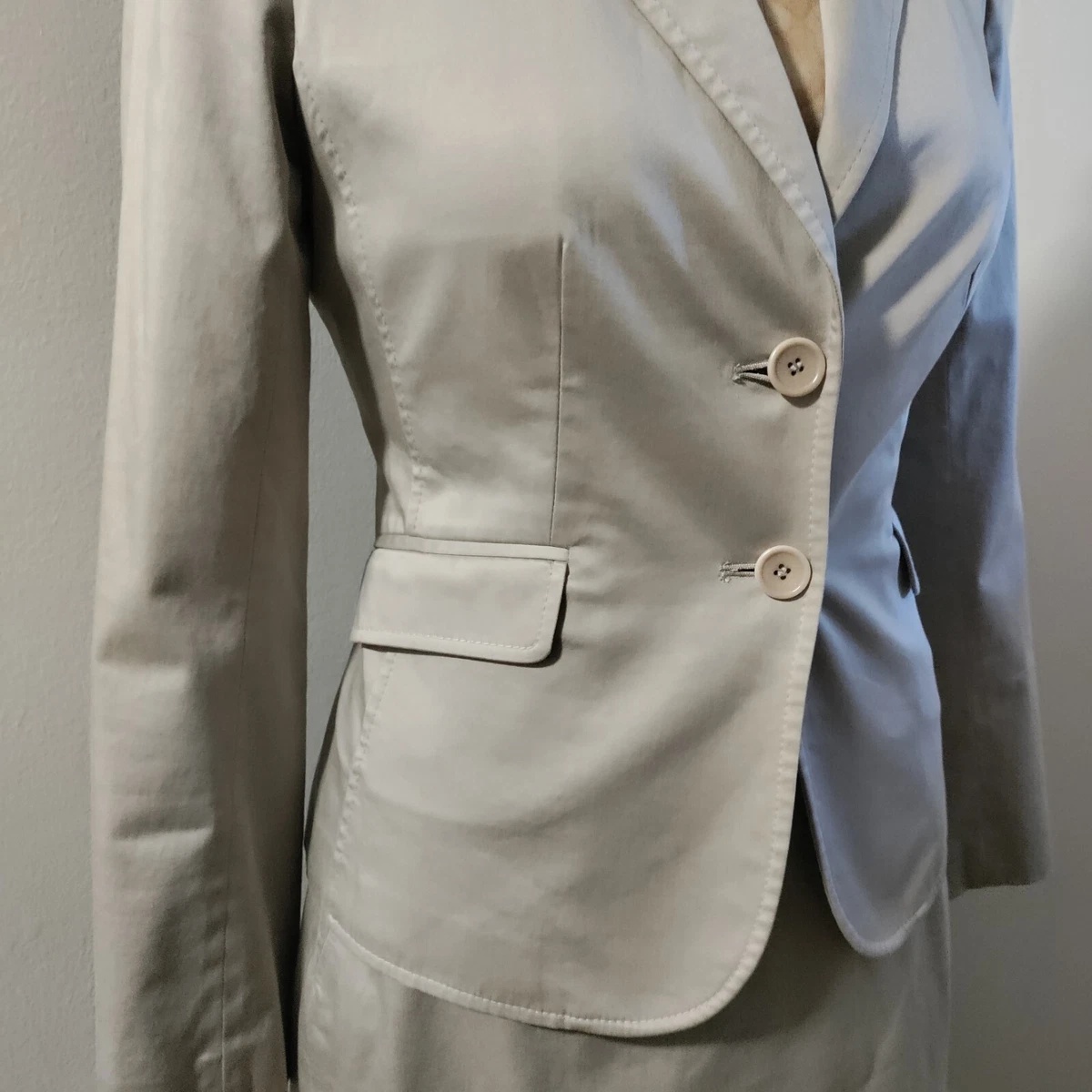 Tan top skirt suit