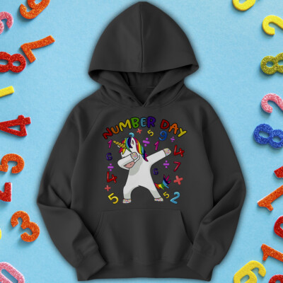 Jungen und Mädchen Dabbing Einhorn National Numeracy Zahl Tag Hoody für Kinder #ND-c