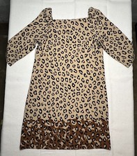 Ann Taylor Factory Leopard Print Dress size 4 Tan Brown