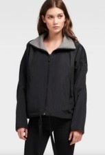 DKNY Jacket Reversible Funnel-Neck Zip-Up Windbreaker Black Gray L NEW NWT 555