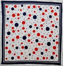 SCARF VINTAGE AUTHENTIC POLKA DOT RED BLUE WHITE 21" SQUARE SMALL