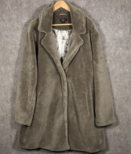 Ellos Teddy Coat Womens Plus 26 Bark Tan Faux Fur Plush Cozy Mid Length Pocket