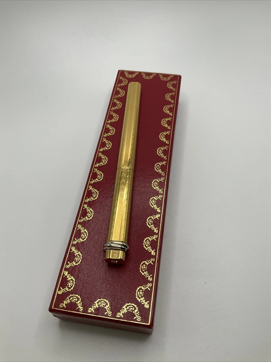 CARTIERVintage Must de Cartier Gold plated Vendôme Trinity Ballpoint Pen .