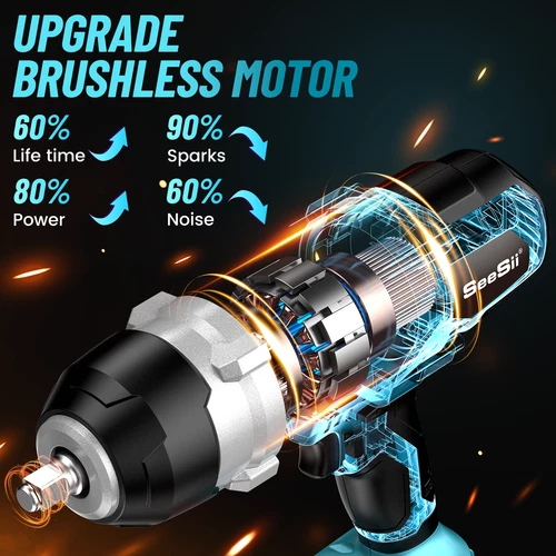 1300Nm Cordless Impact Wrench 960ft-lbs 1/2 Battery Impact Gun 2X 5.0Ah Battery - Picture 5 of 10