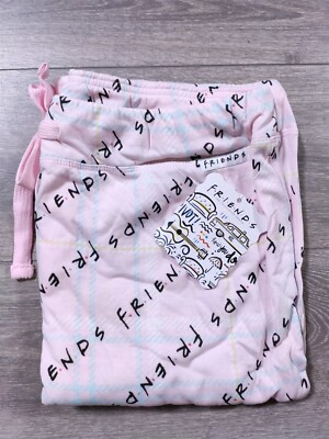 Friends Pajamas Adult Large 12-14 Pink Lounge Pant Drawstring Jogger Womens PJs