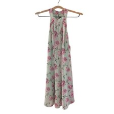 Lila Clothing Co. Floral Halter Dress Sleeveless Casual Pink Green Size Med