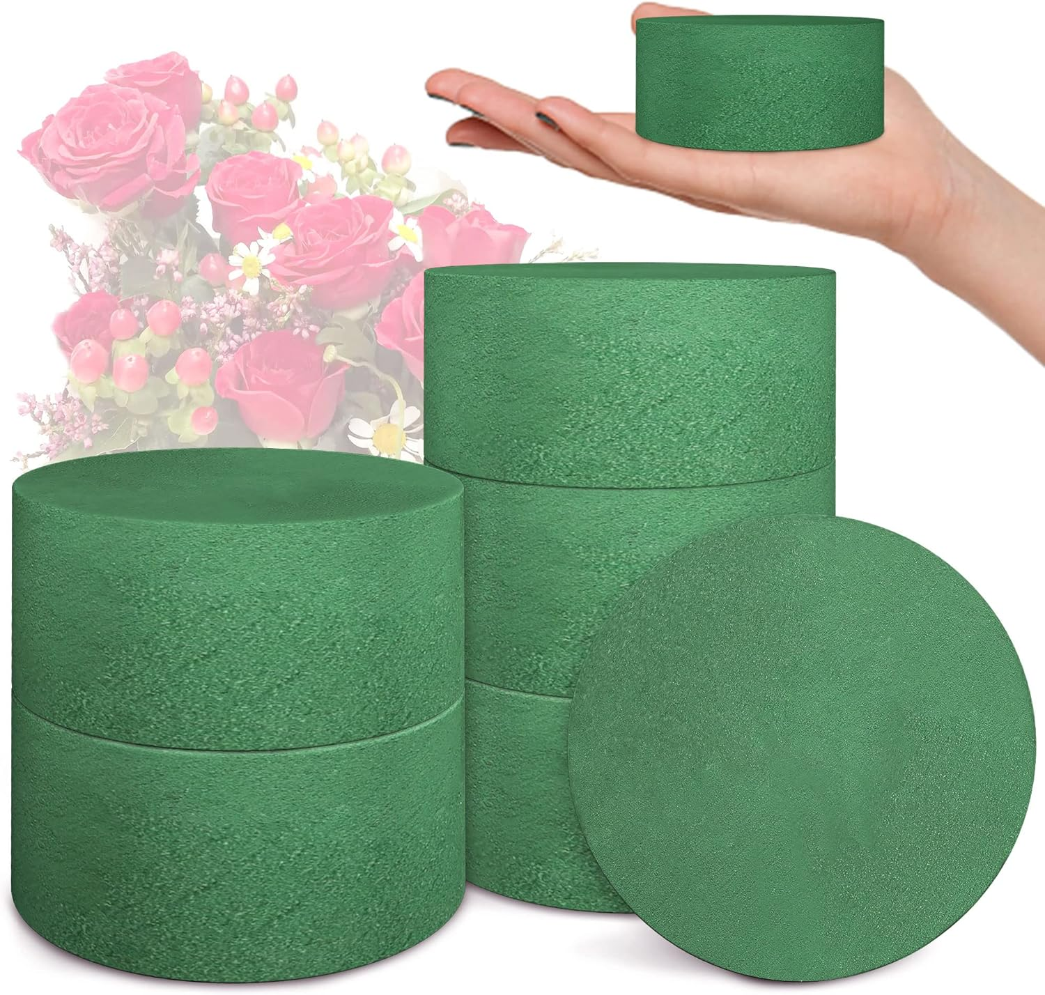 6 Packs round Floral Foam Blocks，3'' Large Dry Floral Foam for Artificial Flower