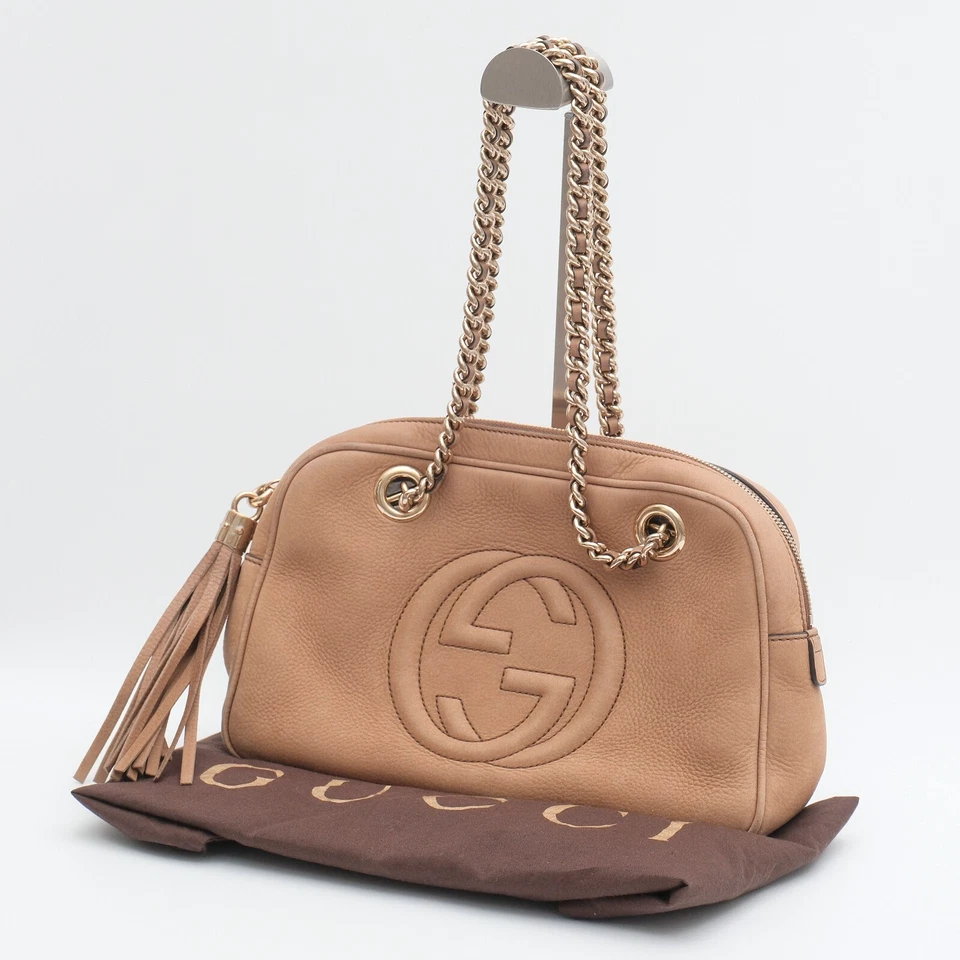 Gucci SOHO Chain Shoulder Hand Tote Bag Nubuck Leather Authentic - Image 3 of 4