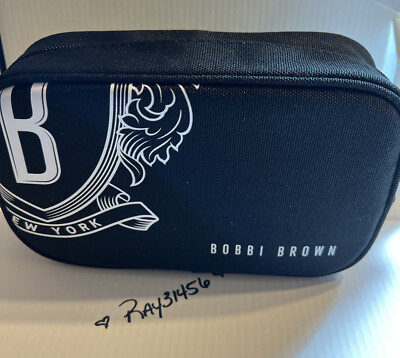 NEW Bobbi Brown Black Canvas Zippered Cosmetic Makeup Bag