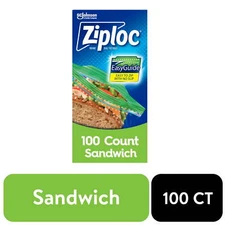 Ziploc® Brand Sandwich Bags with Grip 'n Seal Technology, 100 Count