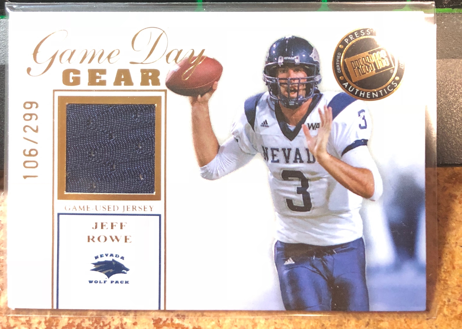 FILA 2007 Press Pass SE Game Day Gear Maglie Oro #JR2 Jeff Rowe Jersey Card RC 299