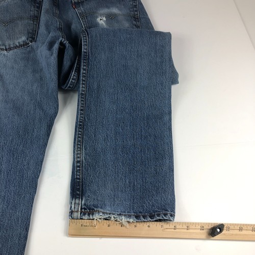 Levi's Jeans Mens 35 x 32* 505 Regular Fit Straight Distressed Blue Denim Cotton - Picture 16 of 21