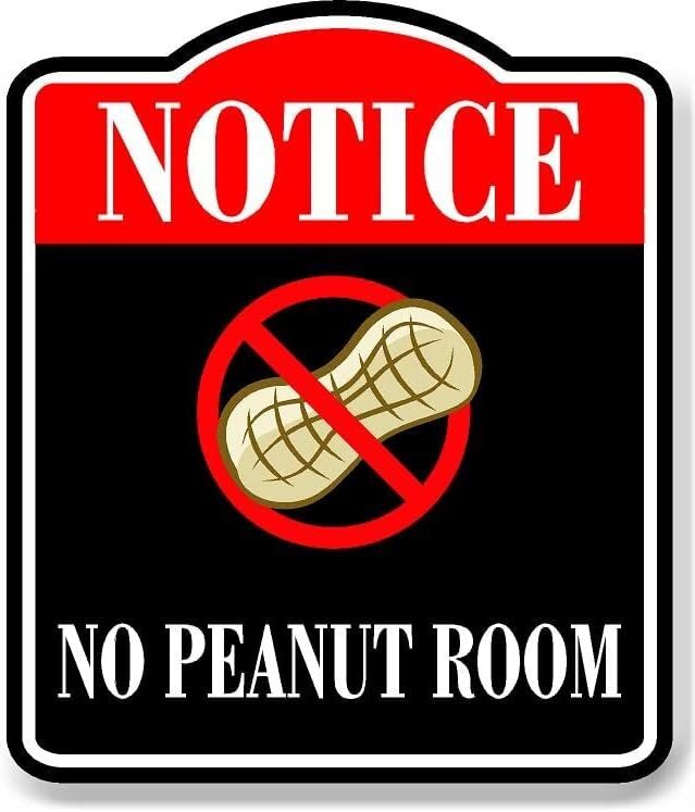 Notice No Peanut Room BLACK Aluminum Composite Sign, 15"x18" | eBay