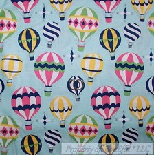 BonEful FABRIC FQ Cotton Quilt Blue White Cloud Sky Hot Air Balloon Star America