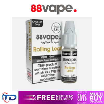 88 Vape E-Liquid ROLLING LEAF 10ml 20 Pack - 1st Class RM Delivery