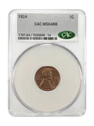 1924 Small Cents Lincoln, Wheat Ears Reverse CACG MS 64 RB CAC