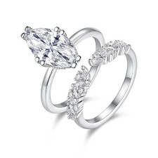 3.0ct Marquise Cut Lab‑Created Diamond Test Pass Ring Open Band Set