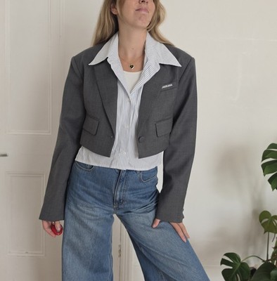 ANN ANDELMAN Designer Sakko Blazer Wolle Hemd Detail Gr M Uk 10 12 