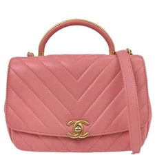 Chanel Pink Calfskin Chevron 2way Handbag 154025