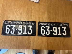 1929 Oregon License Plate "VERY GOOD" Condition GLOSSY NICE!!
