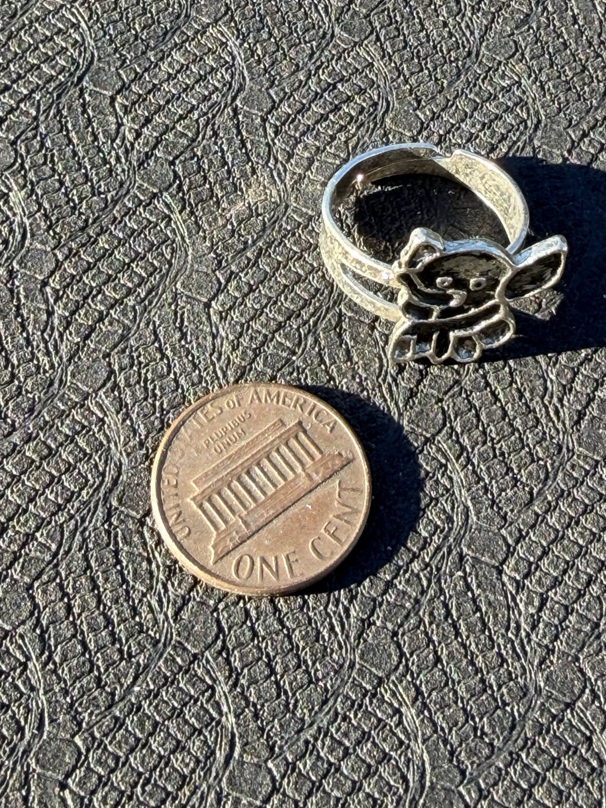 Silver Tone Adjustable Ring With Abstract Elephan… - image 7