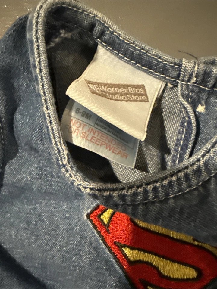 Jersey Superman Denim Warner Bros DC Comics Años 90 Bebé Niña 6-9 Meses Foto 3 de 4