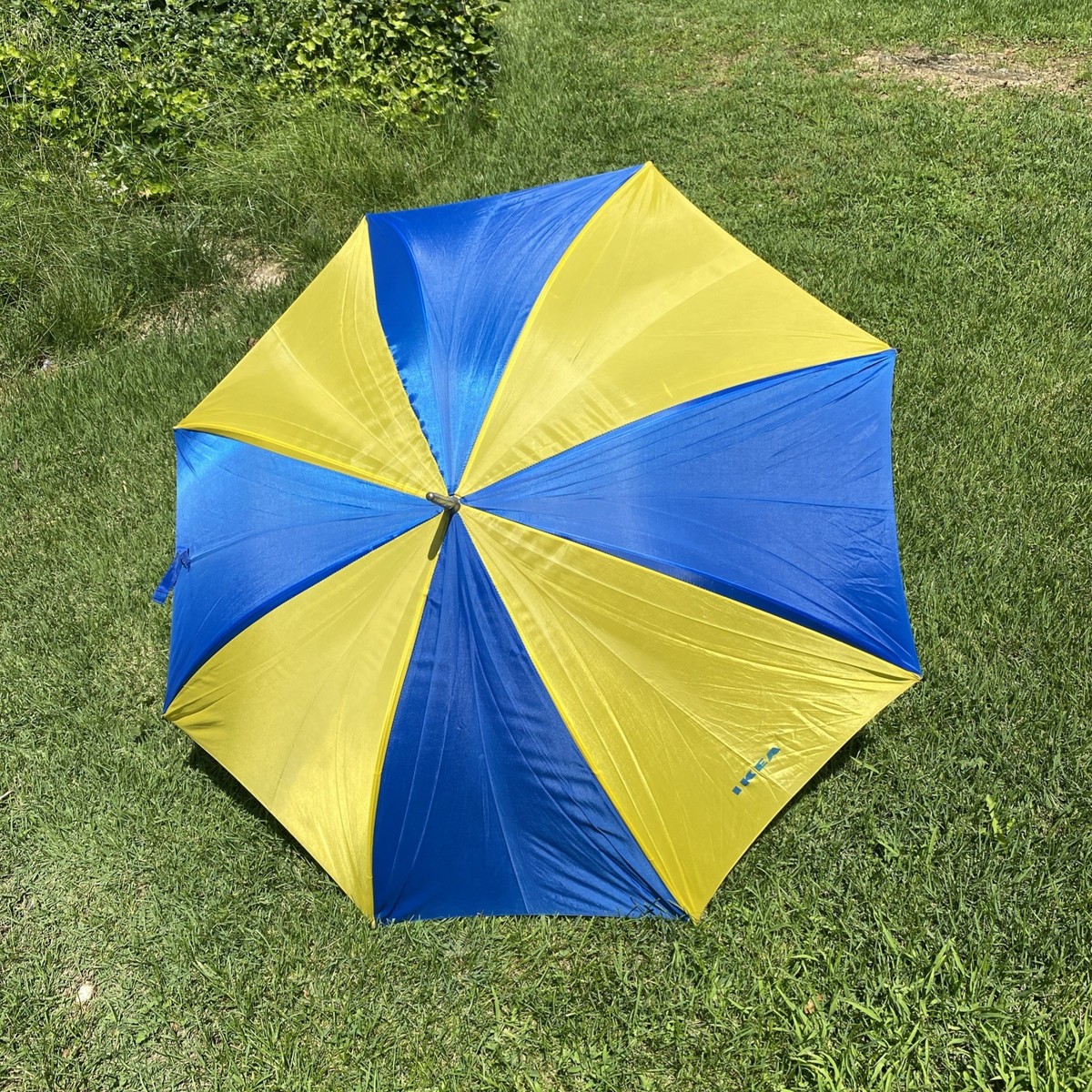 Vintage IKEA Rain Umbrella Blue & Yellow LARGE 50