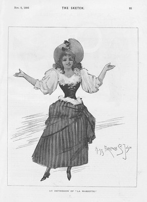 FLORENCE ST JOHN englische Sängerin und Schauspielerin - antiker Druck 1893