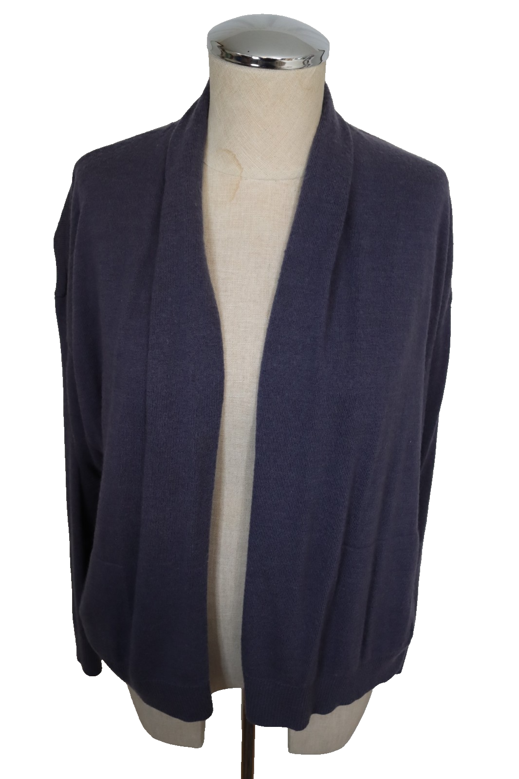 Eileen Fisher Purple Open Cardigan Size Small Merino Wool Long Sleeve (40)