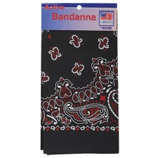 6 Pack - Carolina Hav-A-Hank Paisley Bandanna 22"X22"-Black,Red & White - B22PAI