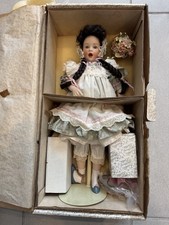 Franklin Heirloom Porcelain Doll w/ Box Stand Vintage Collectible Display