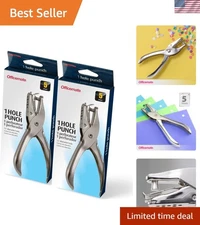 Compact 2-Pack Manual Hole Punch, Silver Finish - Perfect Document Organizer