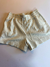 Women's Cream Knit Lounge Shorts L Regular Solid Drawstring Elastic Waist
