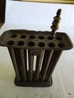 Candle Mold - 12 Hole - Antique Tin - Primitive mold with handled wick rod — photo 6
