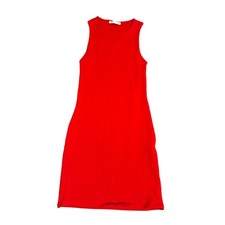 Zara Red Sleeveless Bodycon Dress Size Small Round Neck MIDI Classic Versatile