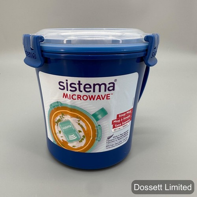 #ad Sistema Microwave Soup Mug 656ml 22.1oz Blue Vented Lid Clip Lock BPA Free $9.99