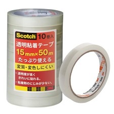 3M Scotch Clear Tape 10-Pack 15mm x 50m Large Roll 500-3-15-10Pfrom JP