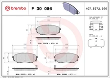 Front Axle Brembo P 30 086 Brake Pad Set, Disc Brake for Hyundai, Kia