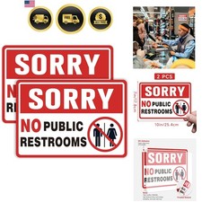 2PCS No Public Restroom Signs for Business, Self Adhesive Weatherproof Vinyl ...