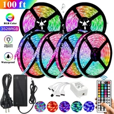 USA Waterproof 32ft LED Strip Lights Remote Control Bedroom for Indoor Outdoor