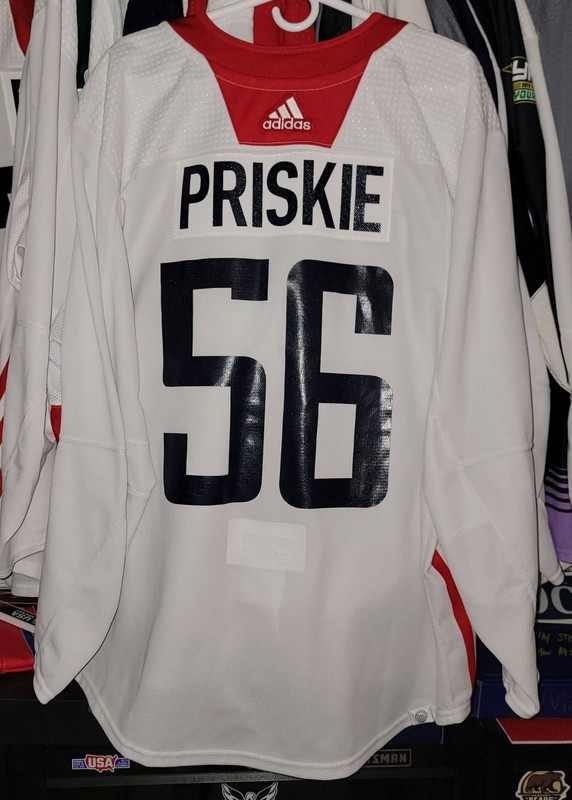 Chase Priskie Washington Capitals Practice Worn Jersey Size58 Hershey Bears