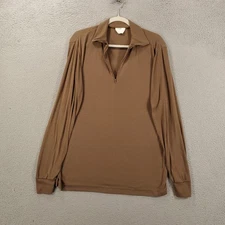 US Army Pullover Mens Large Lightweight Base Layer Brown Military Long Sleeve